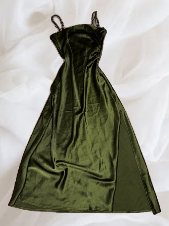 Zara Dresses & Skirts - Zara Olive Green Satin Slip Dress